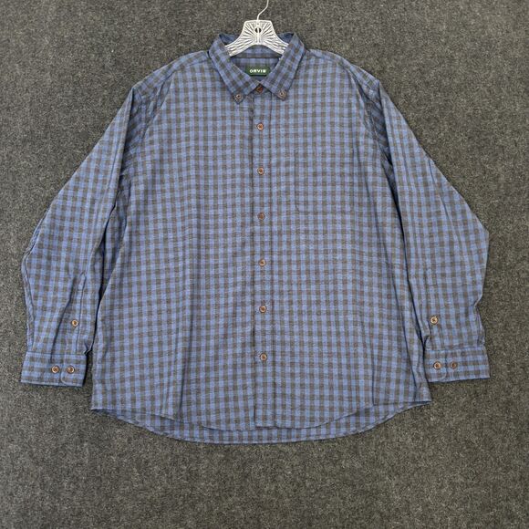 Orvis Prospect Adventure Shirt Men's XXL Blue Gingham Plaid Classic Fit Pocket - Picture 1 of 9